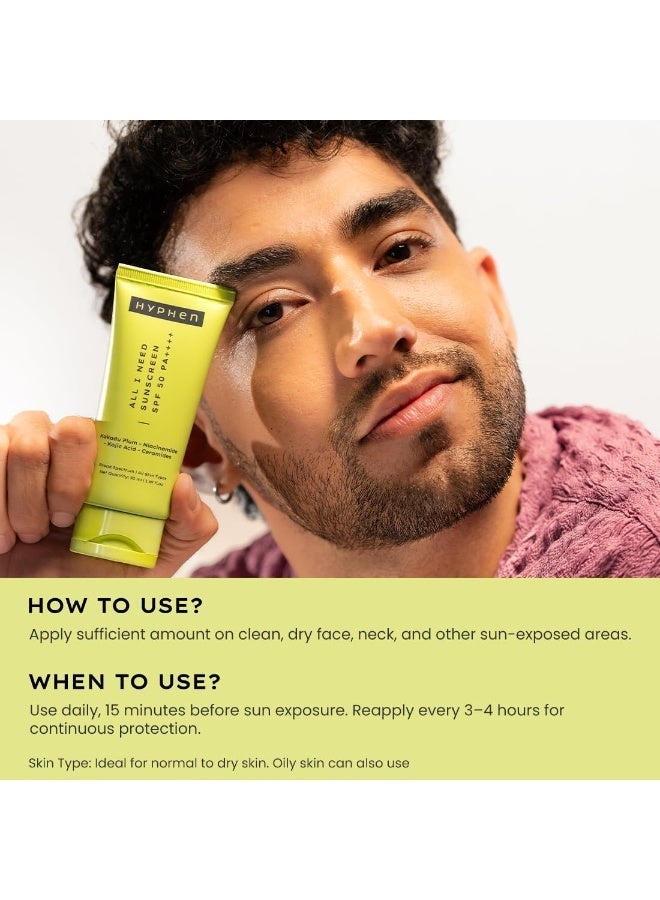 Hyphen All I Need Sunscreen SPF 50 PA ++++ |Lightweight Sun Cream That Moisturizes & Leaves No White Cast| UVA & UVB Sun Protection & Blue Light Protection|For Women & Men| Rich in Anti-Oxidants| 50ml - Image 4